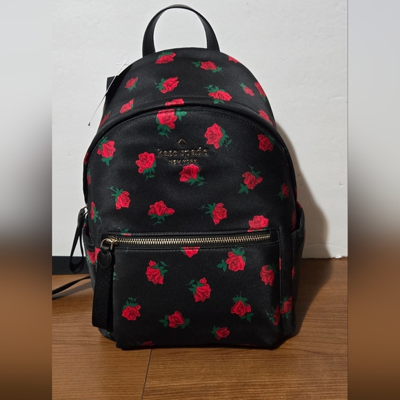 kate spade Handbags - Kate Spade Floral Black and Red Backpack